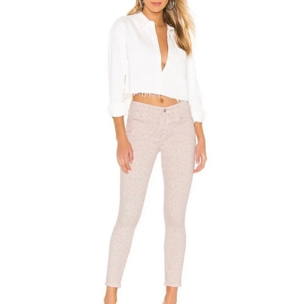 Current Elliott Womens Sz 26 Stiletto Skinny Pink Leopard Print Cropped Jeans